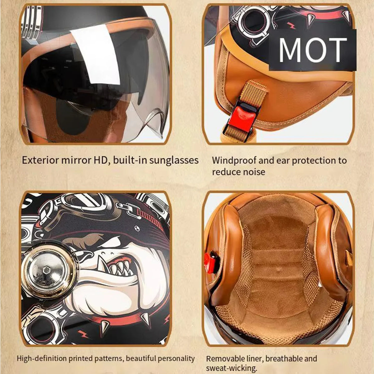 Casque IBK B-110 Retro Route – Half Helmet 🏍️ | Ride Nuts