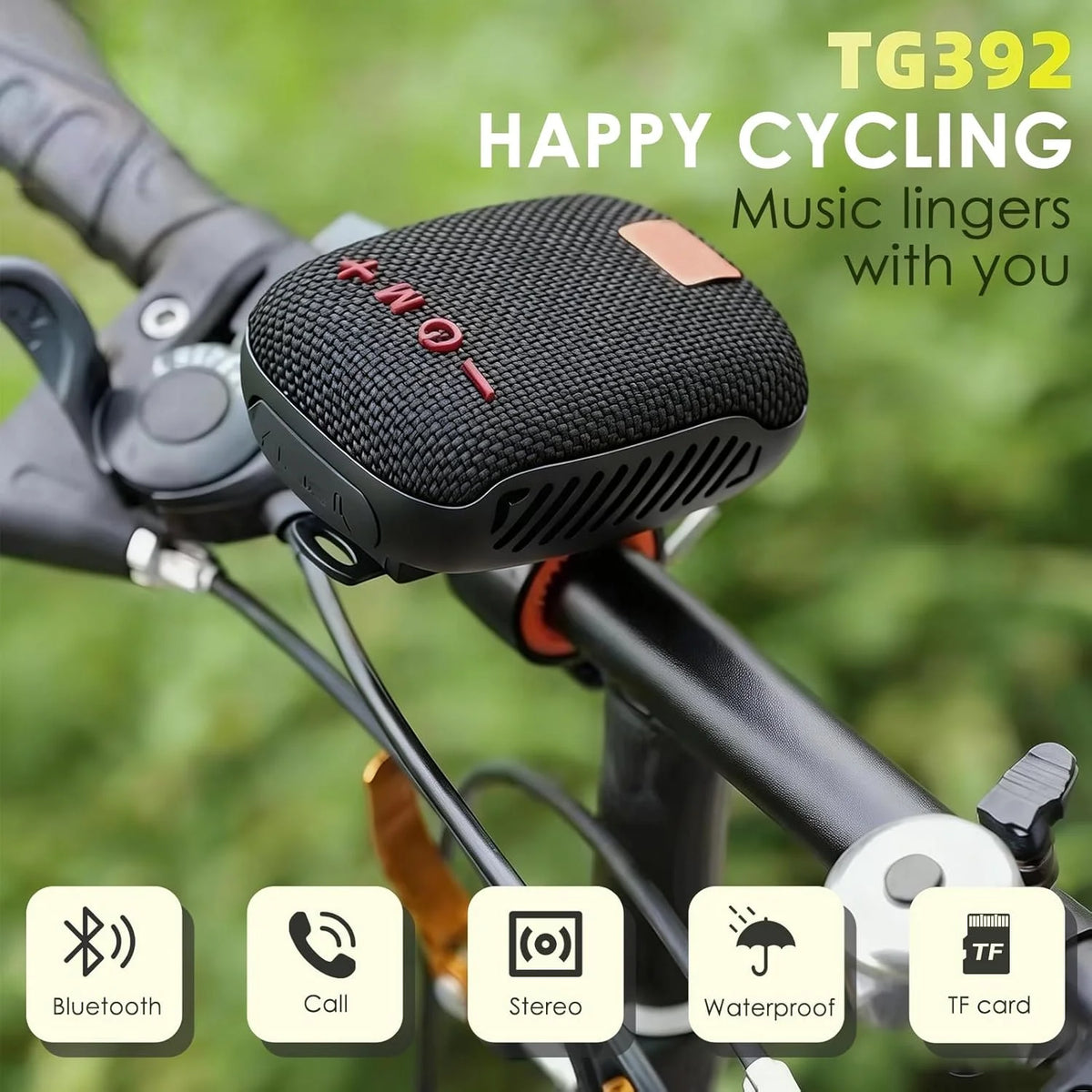 Portable Speaker Wireless Bicycle Speaker with Stable Handlebar Mount Waterproof Bluetooth Speaker for Bike Scooter Traveling