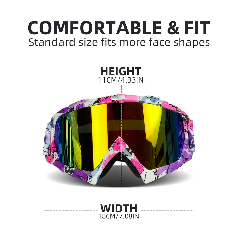 MX Motorcycle Motocross Goggles, Windproof Protective Off-Road Glasses for Men MTB ATV Cycling Racing Outdoor Sports