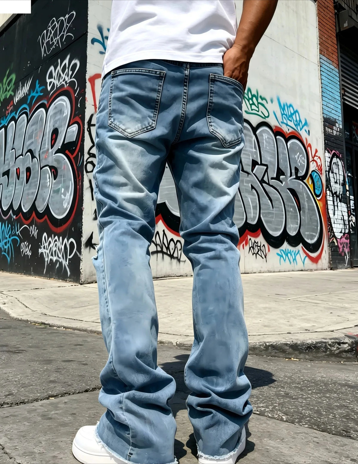Jean Ripped Flare – Light Blue Street Denim
