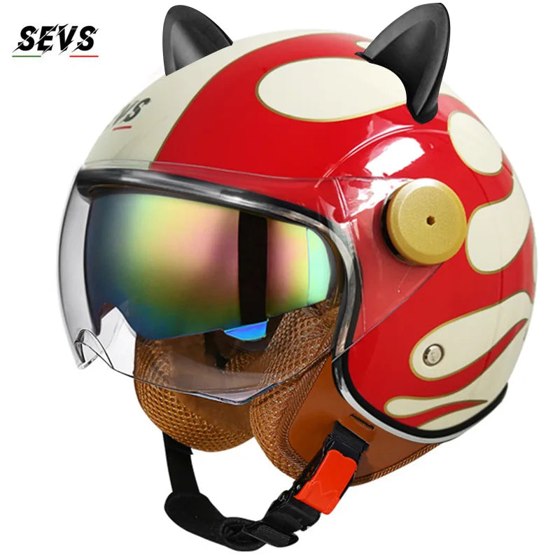 🐱 Casque SEVS Cat Rider DOT – Oreilles de chat amovibles | Ride Nuts