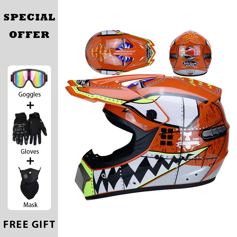 Motocross Helmets Off Road Helmet Dirt Bike Downhill AM DH Cross Helmet Street Riding Safety 3 Piece Gifts - Goggles Mask Gloves