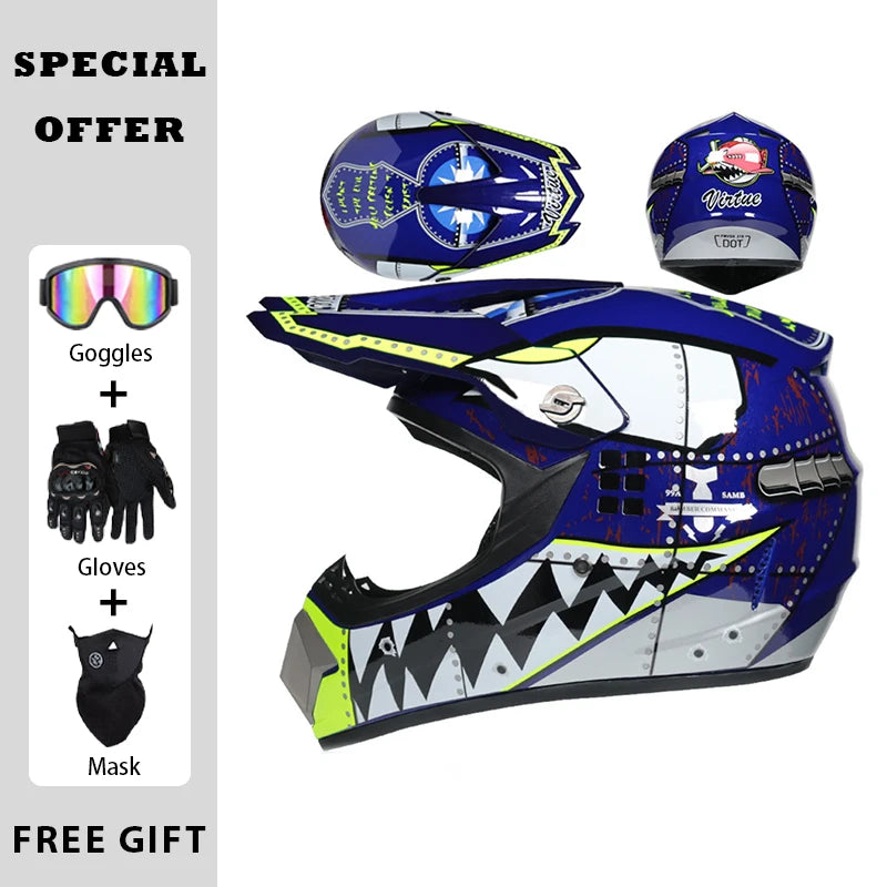 Motocross Helmets Off Road Helmet Dirt Bike Downhill AM DH Cross Helmet Street Riding Safety 3 Piece Gifts - Goggles Mask Gloves