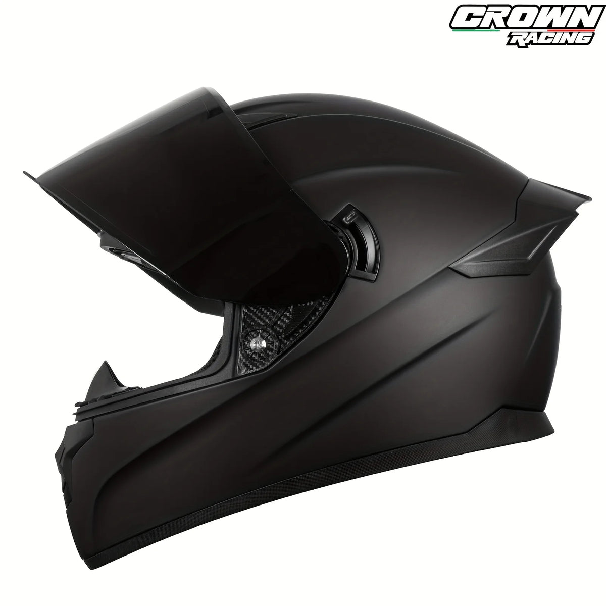 Casque intégral Crown Racing DOT – Black Metallic ⚡ | Ride Nuts