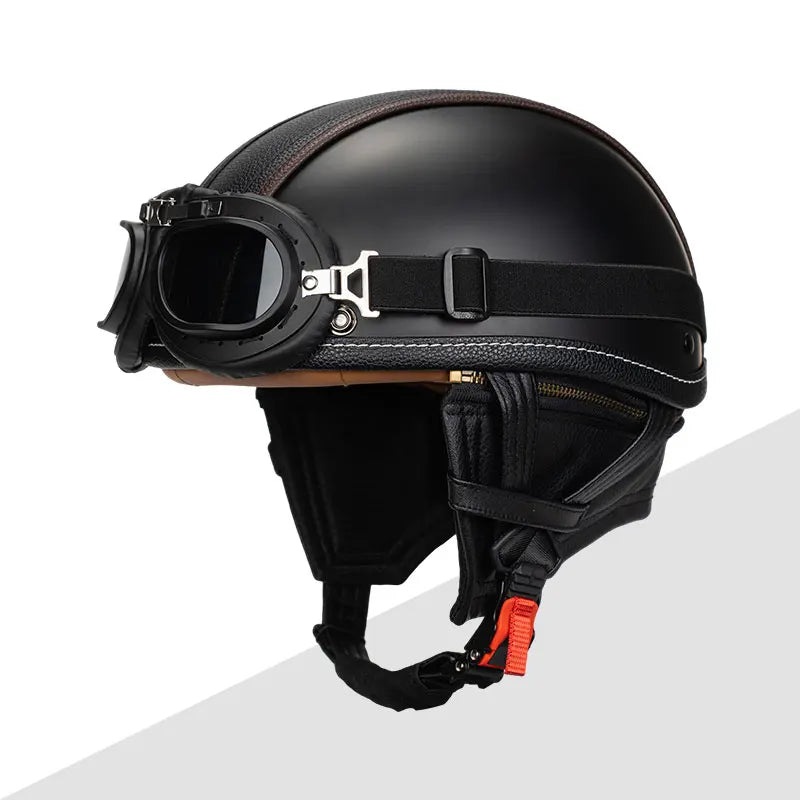 KEAZ Heritage – Casque rétro premium avec lunettes | Ride Nuts 🏍️