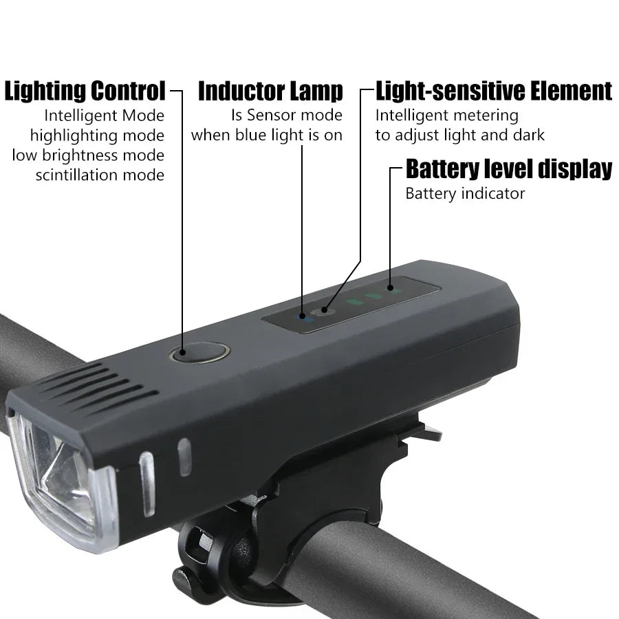 Nuts rider Bicycle Front Light Bright Bike Led Flashlight Bicycle Lantern USB Rechargeable MTB Bike Rear Lamp for Cycling Headlight