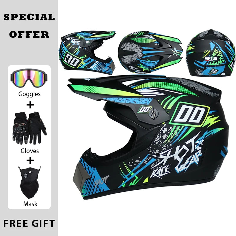 Motocross Helmets Off Road Helmet Dirt Bike Downhill AM DH Cross Helmet Street Riding Safety 3 Piece Gifts - Goggles Mask Gloves