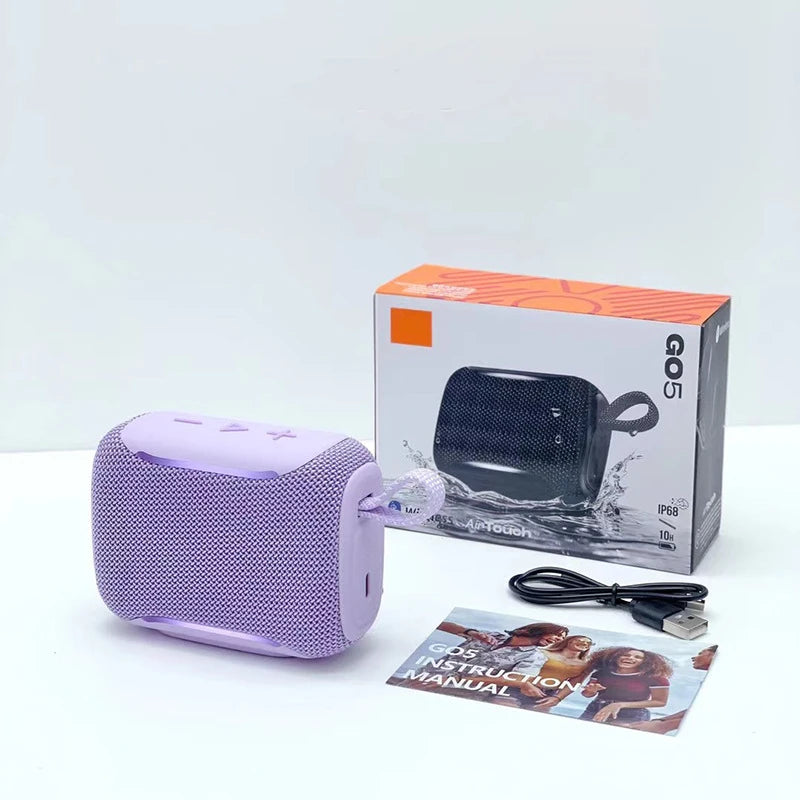 Go5 Portable Bluetooth 5.4 Speakers Hi-Fi Audio IP68 Waterproof Built-in Mic TWS Double-Sided Mesh Speaker for Outdoor Party