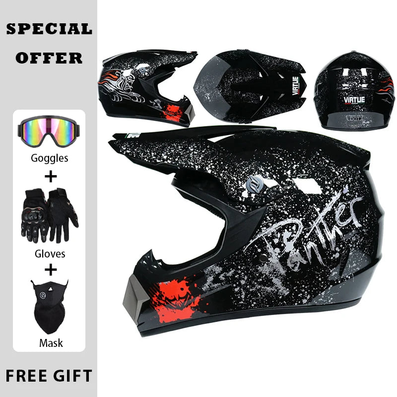 Motocross Helmets Off Road Helmet Dirt Bike Downhill AM DH Cross Helmet Street Riding Safety 3 Piece Gifts - Goggles Mask Gloves