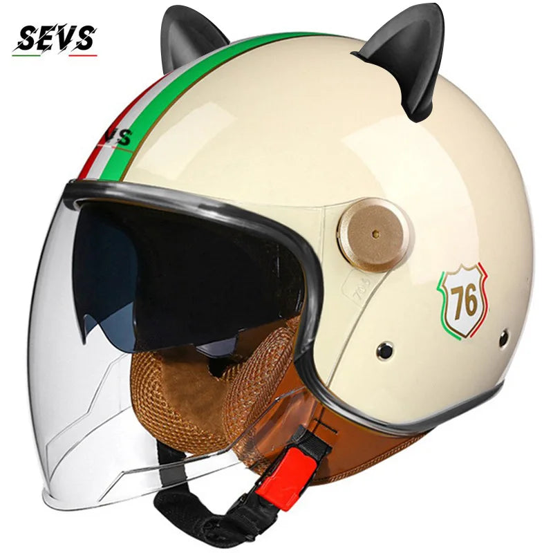 🐱 Casque SEVS Cat Rider DOT – Oreilles de chat amovibles | Ride Nuts