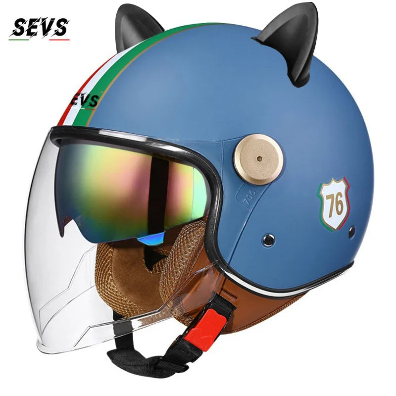 🐱 Casque SEVS Cat Rider DOT – Oreilles de chat amovibles | Ride Nuts