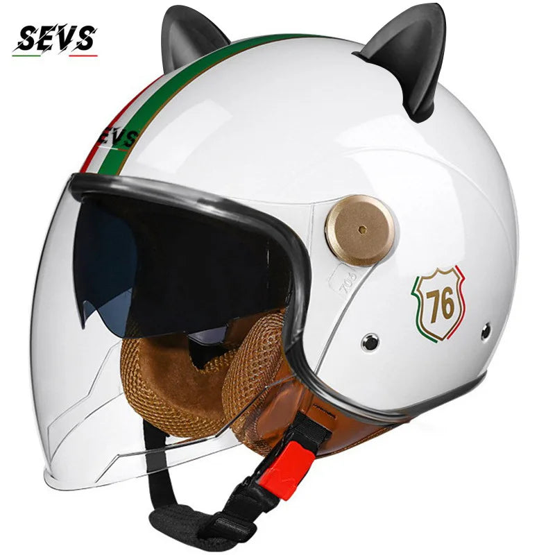 🐱 Casque SEVS Cat Rider DOT – Oreilles de chat amovibles | Ride Nuts