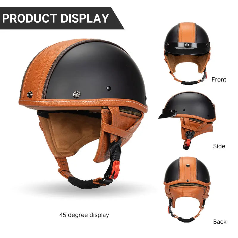KEAZ Heritage – Casque rétro premium avec lunettes | Ride Nuts 🏍️