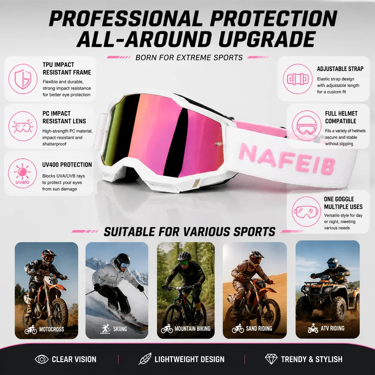 Lunettes MX Wide Vision – Motocross & Off-Road NafeiB