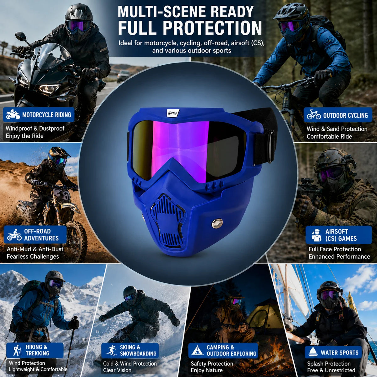 Masque intégral Ride Nuts – Style & protection contre le vent Un look qui ne passe pas inaperçu. ⚡