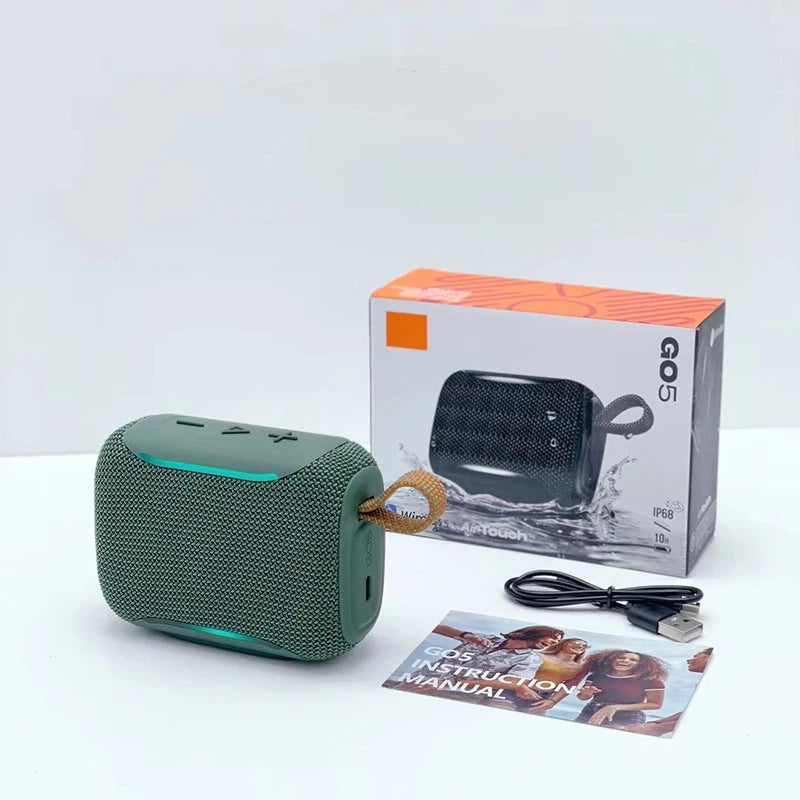 Go5 Portable Bluetooth 5.4 Speakers Hi-Fi Audio IP68 Waterproof Built-in Mic TWS Double-Sided Mesh Speaker for Outdoor Party