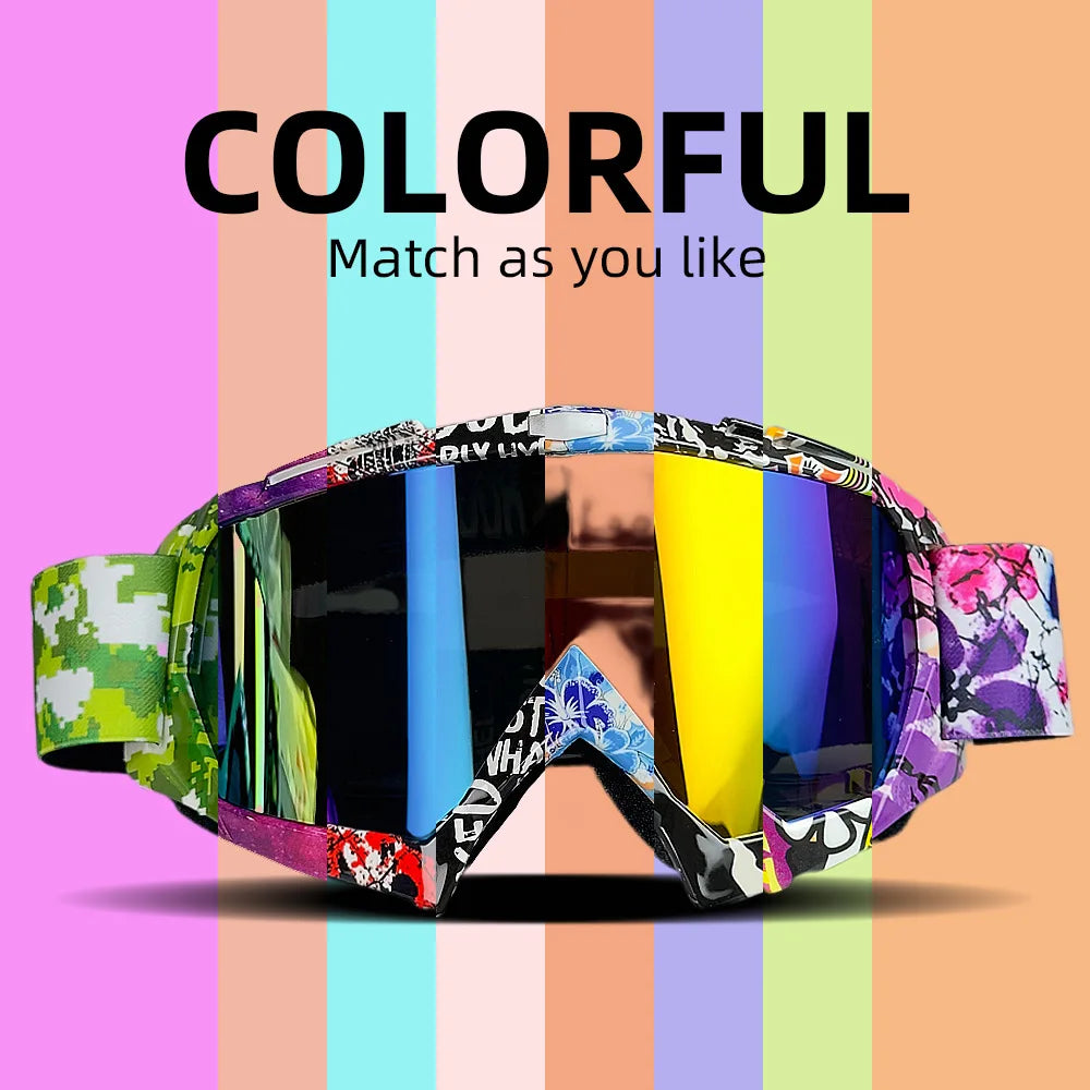 MX Motorcycle Motocross Goggles, Windproof Protective Off-Road Glasses for Men MTB ATV Cycling Racing Outdoor Sports