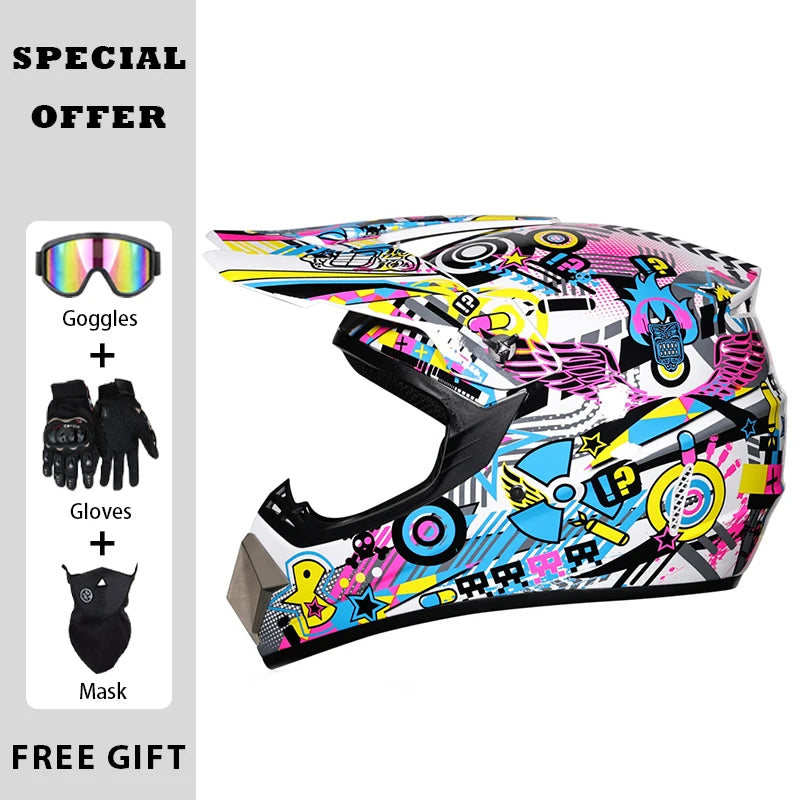 Motocross Helmets Off Road Helmet Dirt Bike Downhill AM DH Cross Helmet Street Riding Safety 3 Piece Gifts - Goggles Mask Gloves
