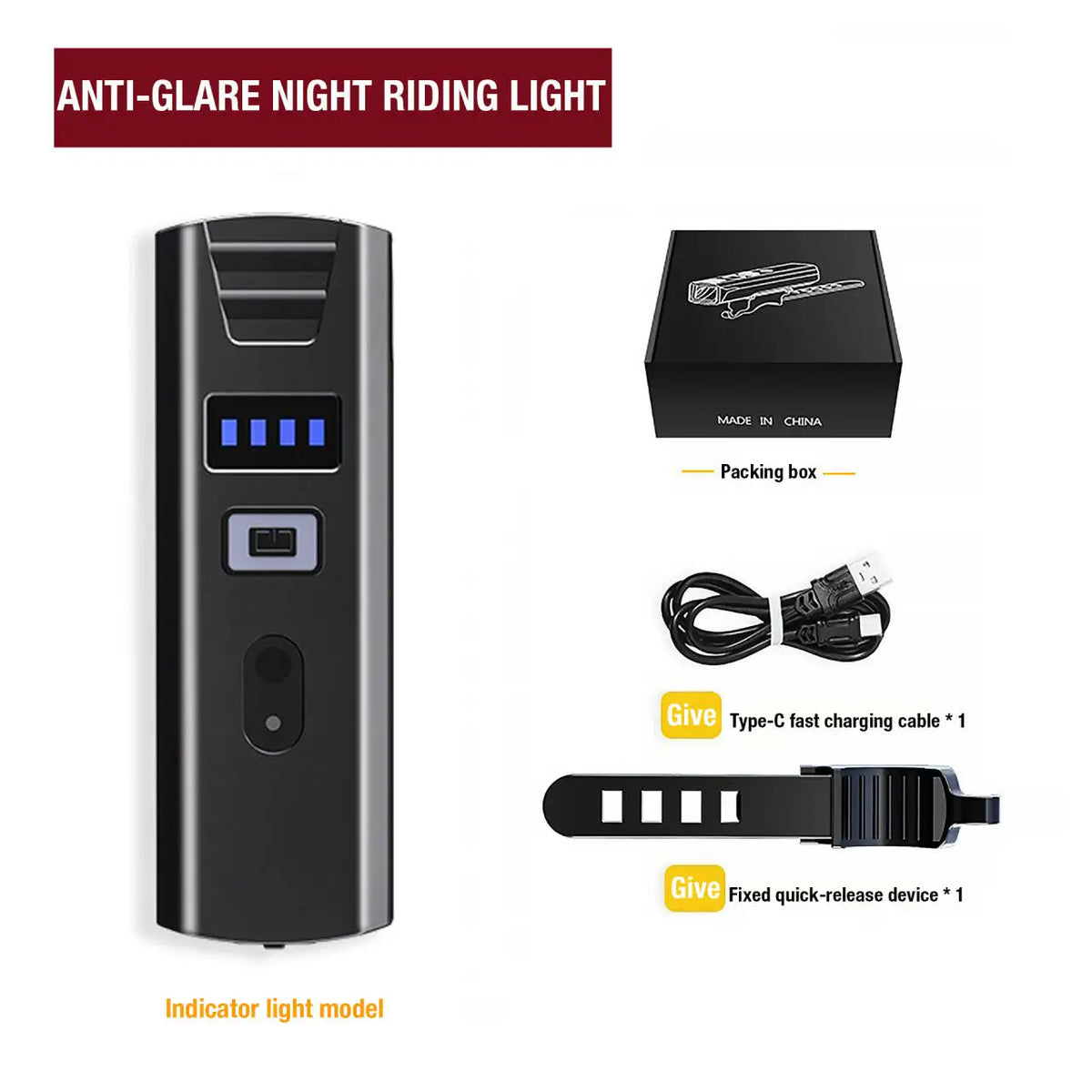 Bicycle Lights, Bike Lights, Cycling Lights, TYPE-C Charging Digital Display, High Brightness, Road Bike Sensing, Night Riding