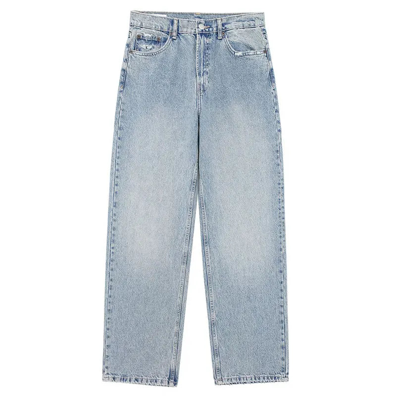 Jeans For Women 2024 Denim Solid Loose Zipper Fly Female Hole Trouser Pockets Wild Basic Commute Woman Wide Leg Long Pant
