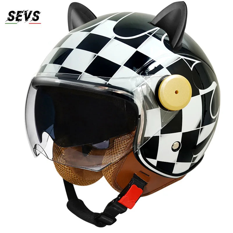 🐱 Casque SEVS Cat Rider DOT – Oreilles de chat amovibles | Ride Nuts