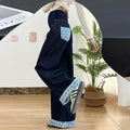 Maternity Jeans 2026 Spring Autumn High Waist Belly Support Slim Fit Loose Wide Leg Pants Bow Print Rolled Edge Straight Jeans