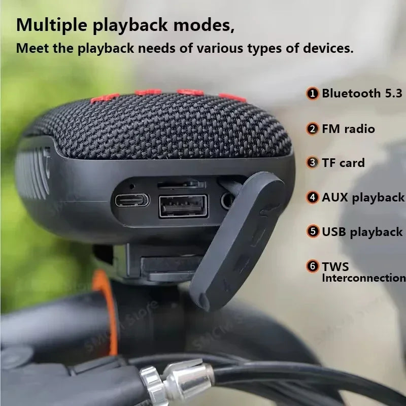 Portable Speaker Wireless Bicycle Speaker with Stable Handlebar Mount Waterproof Bluetooth Speaker for Bike Scooter Traveling