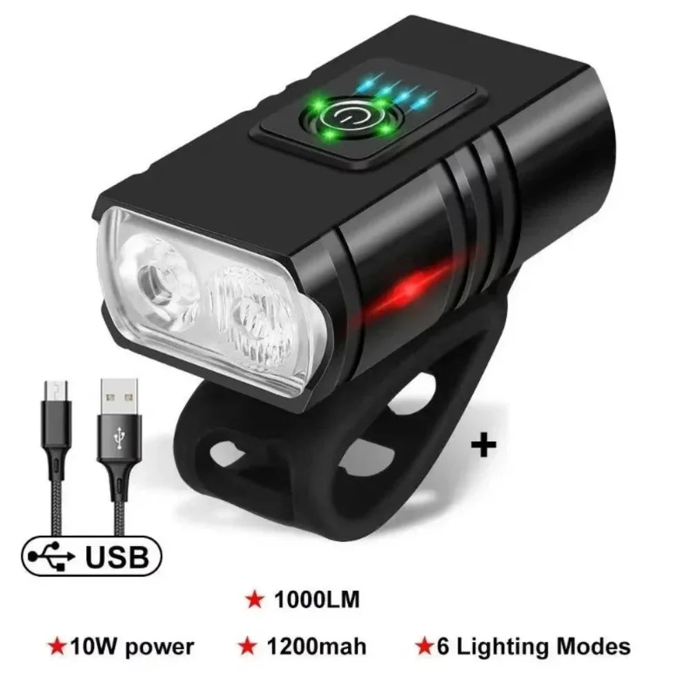 Bicycle Light 2 T6 LED USB Rechargeable MTB Mountain Bicycle Lamp 1000LM Bike Headlight Flashlight Bicycle Accessories