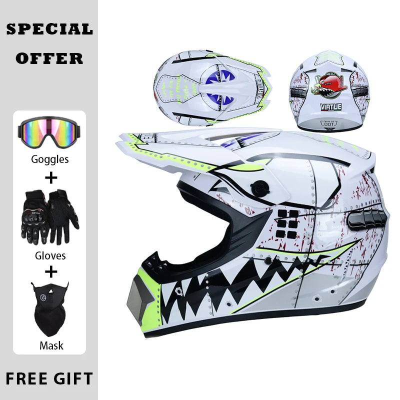 Motocross Helmets Off Road Helmet Dirt Bike Downhill AM DH Cross Helmet Street Riding Safety 3 Piece Gifts - Goggles Mask Gloves
