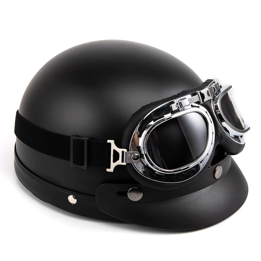🛵 Casque rétro urbain avec lunettes – Style Vintage