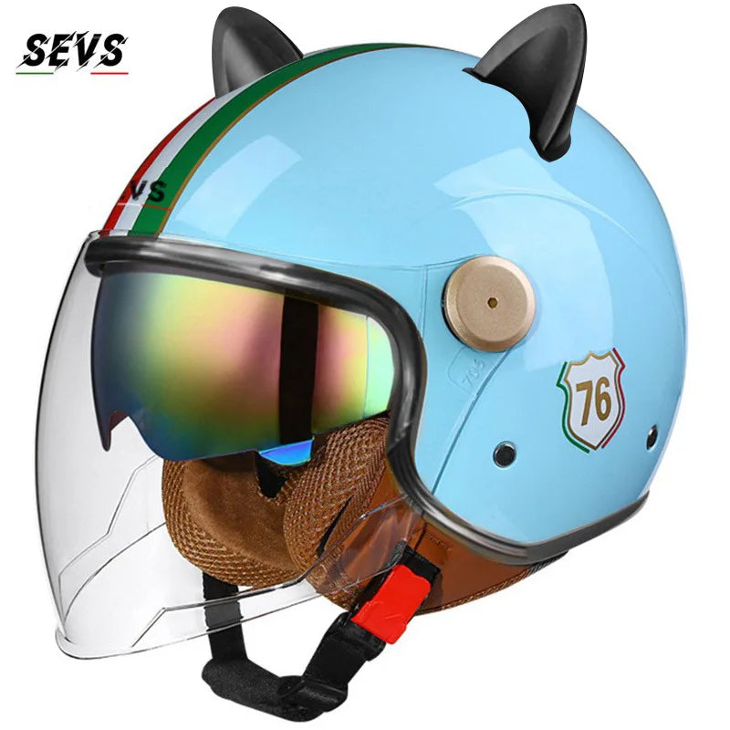 🐱 Casque SEVS Cat Rider DOT – Oreilles de chat amovibles | Ride Nuts