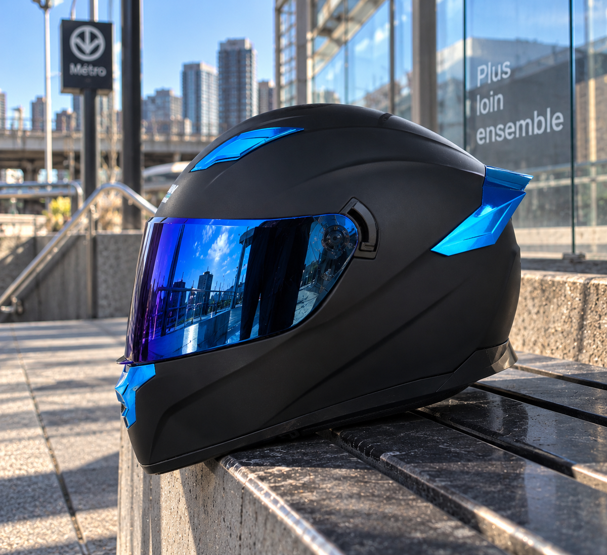Casque intégral Crown Racing DOT – Black Metallic ⚡ | Ride Nuts